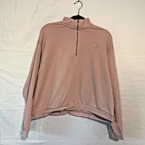 NIKE Women's Sportwear Femme 1/4 Zip Pink Oxford / Metallic Gold Sweatshirt XL